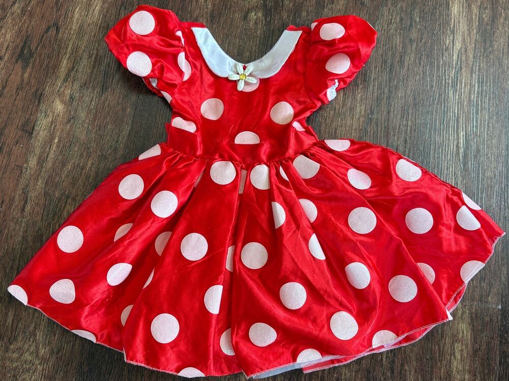 Authentic Disney Minnie Mouse Red Polka Dot Halloween Costume Dress Girls Size 3